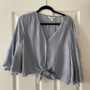Light blue women’s blouse quarter sleeve